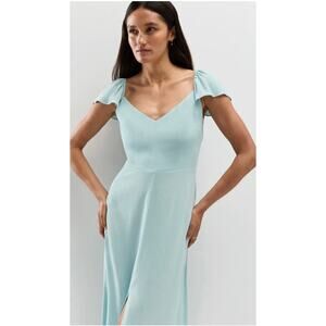 Quince Lightweight Crepe Flutter Sleeve V-neck Midi Dress XL New with Tags#6